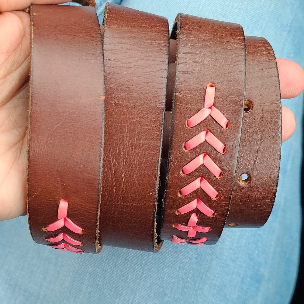 AEO Brown‎ Pink Stitching Belt M